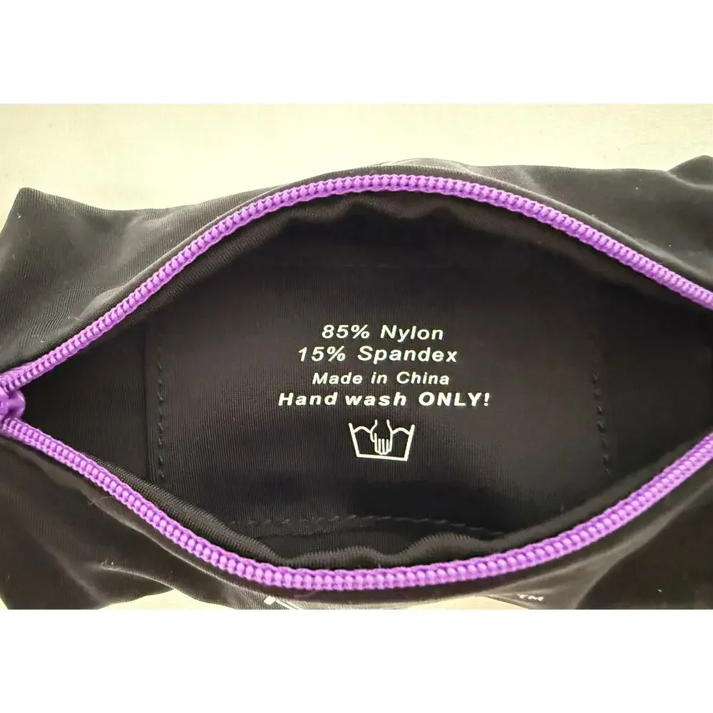 Fitletic Mini Sport Running Belt Black Purple Zipper Adjustable Waist Pouch